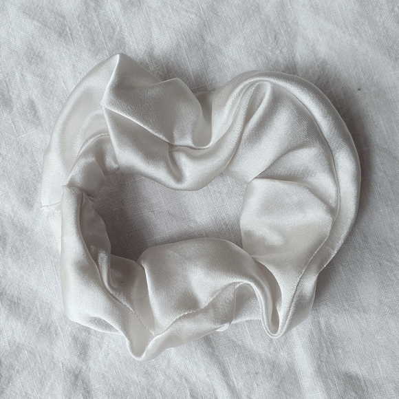 Handmade White Satin Scrunchie - Picture 4 of 4